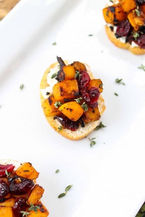 Κροστίνι με Κολοκύθα Butternut, Κράνμπερι και Κατσικίσιο Τυρί