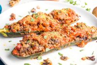 Unbelievably Meaty Vegan Zucchini Boats