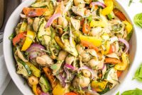 Bright Pesto Pasta Salad Packed with Veggies No Mayo