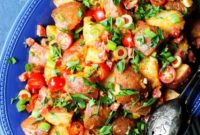 Spanish Potato Salad featuring Idaho Potatoes, Chorizo and Smoked Paprika