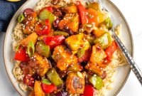 Sticky Sweet and Sour Crispy Tofu