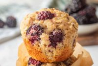 Banana Blackberry Oatmeal Muffins
