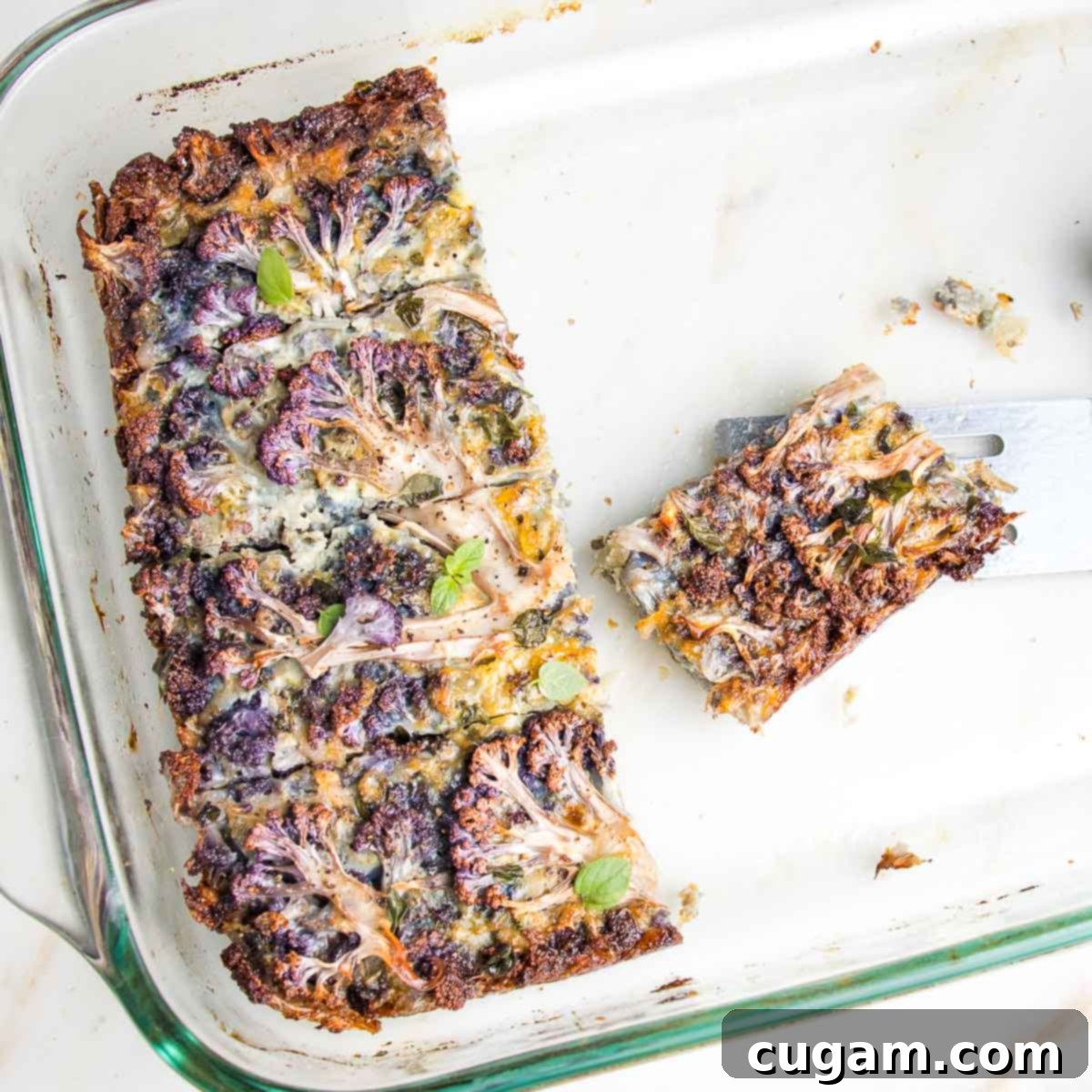 9 x 13 pyrex with a last row of pieces of kugel and one piece onto a small spatula.