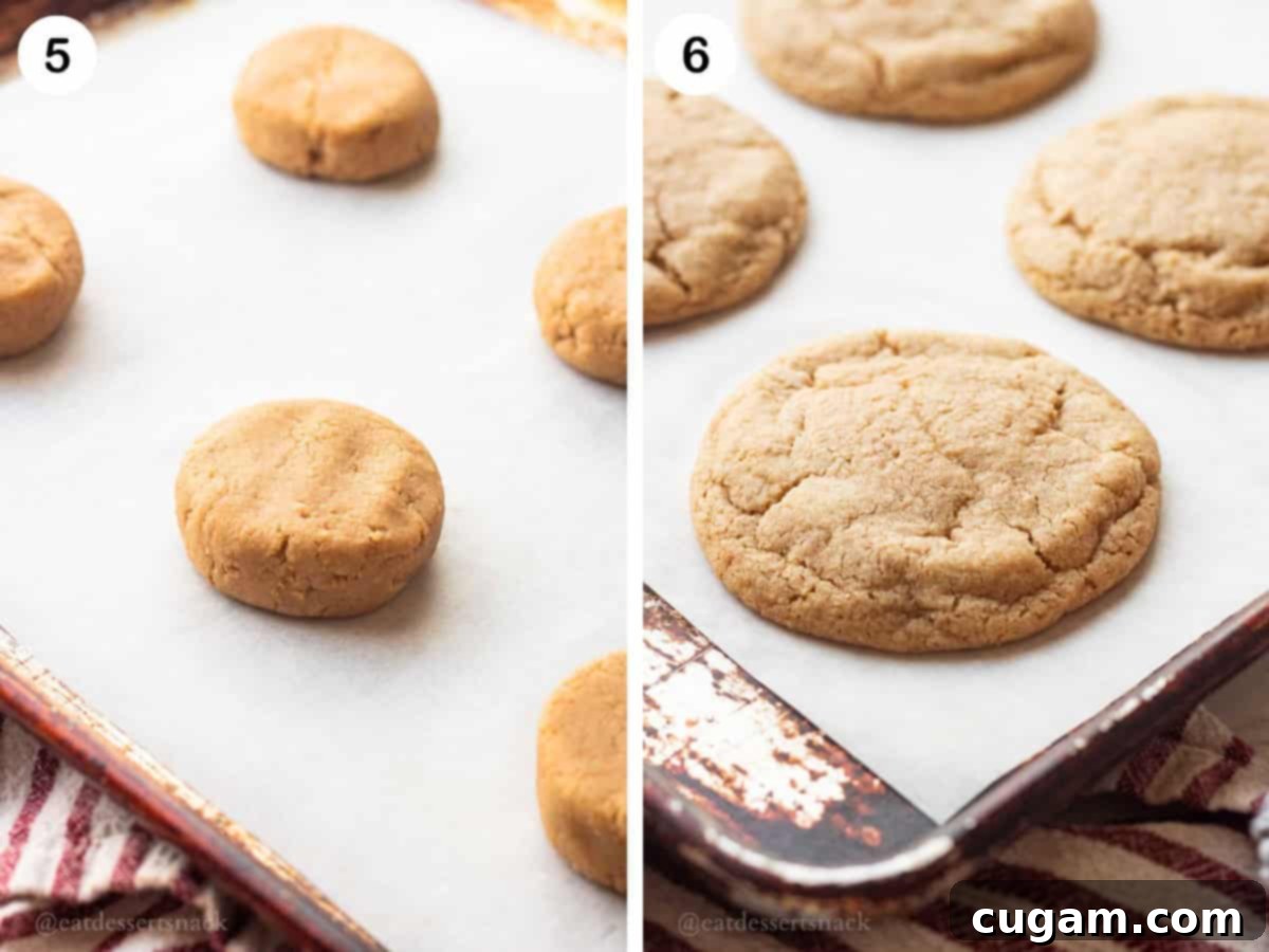 Creamy Raspberry Cheesecake Delights 6 Two images side by side: raw graham cracker cookie dough pressed into discs on a baking sheet, and the finished, golden-brown baked cookie bases.