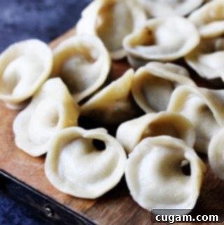 Mushroom Pierogi Uszka on a board