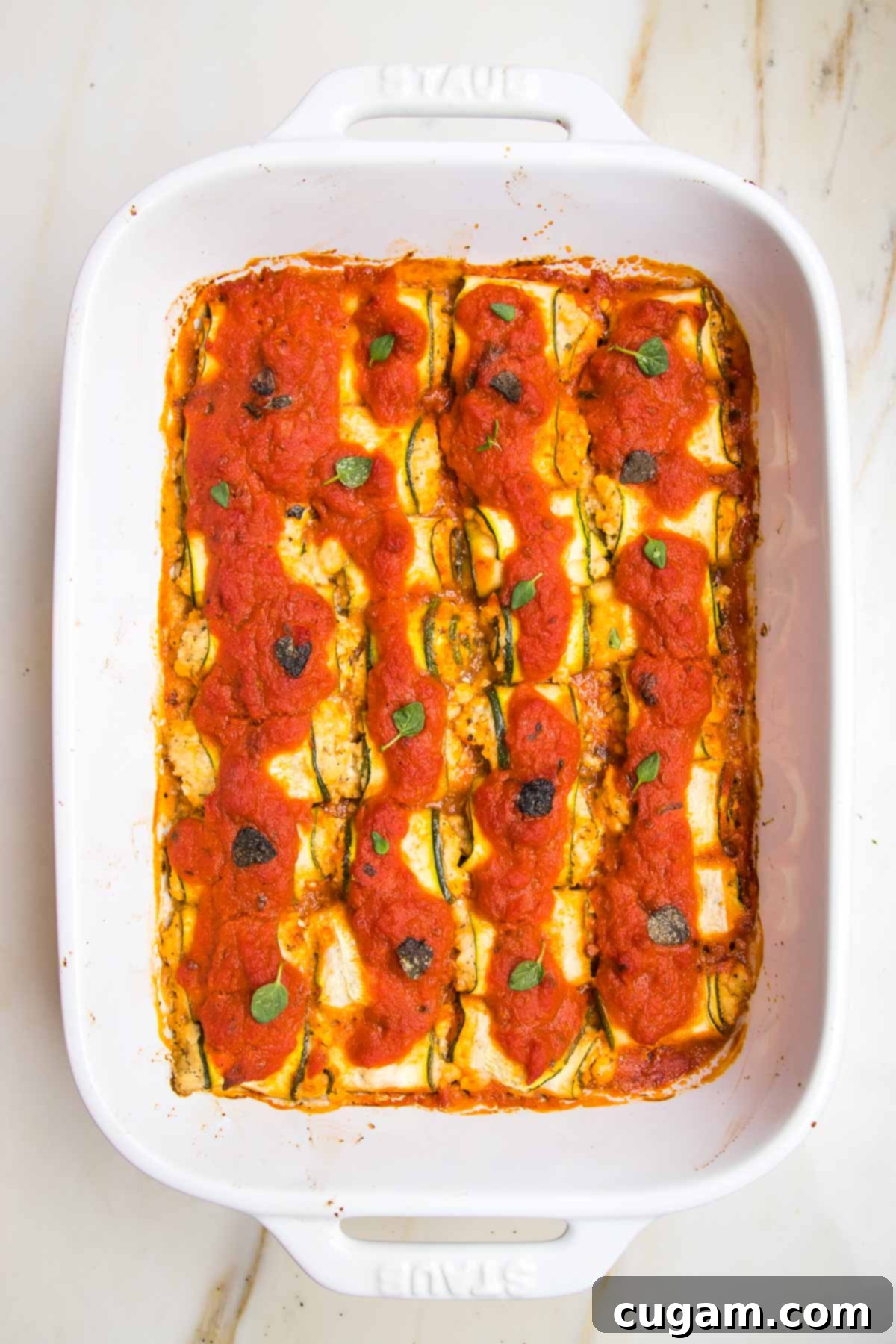 Baked zucchini lasagna roll ups