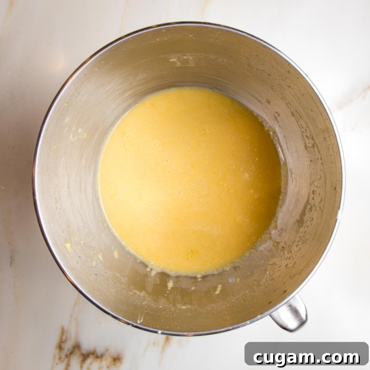 Thick bright yellow cake batter.