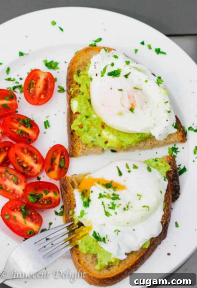 smashed avocado with poached egg toast