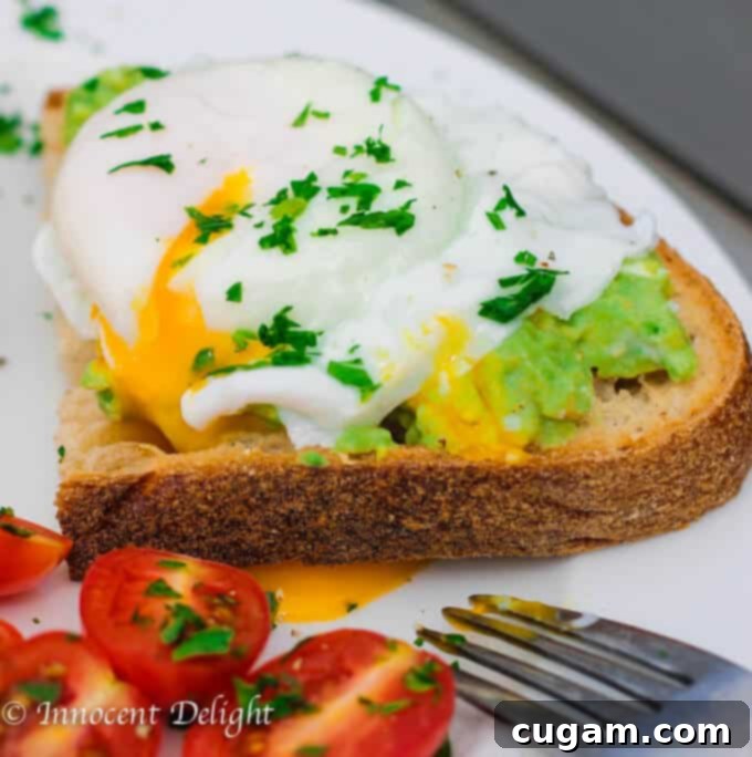 smashed avocado with poached egg toast