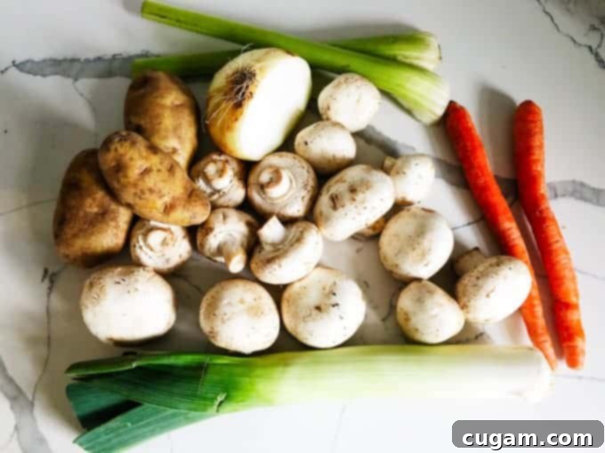Ingredients for mushroom soup