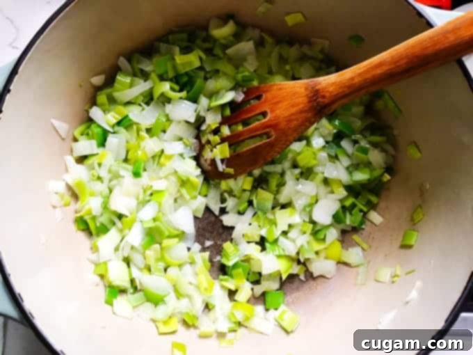 Sautéing leeks and onions