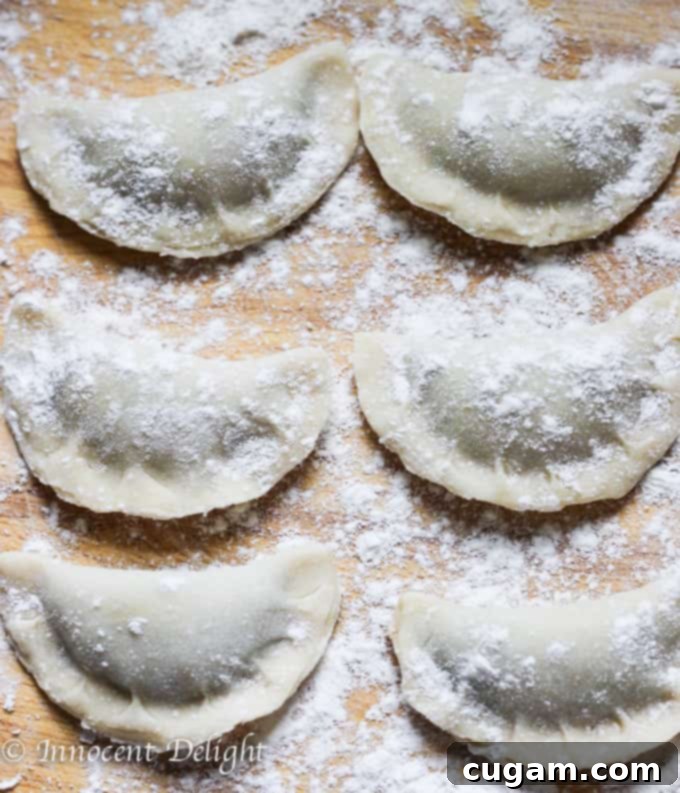 Homemade Sauerkraut and Mushroom Pierogi 6 Filling and Sealing Pierogi