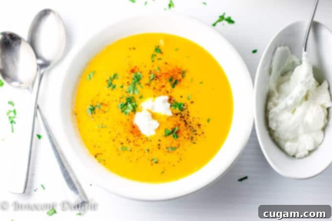 Golden Bell Pepper Soup with Cayenne and Greek Yogurt, a bright and flavorful soup