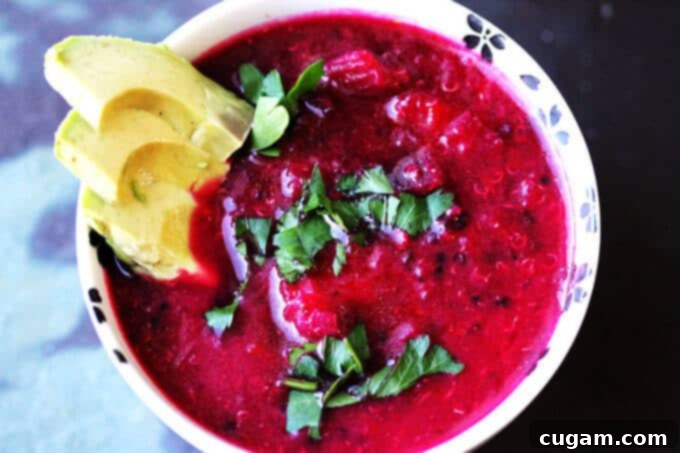 Beet Quinoa Avocado Soup - Powerhouse of nutrients, a vibrant and healthy soup