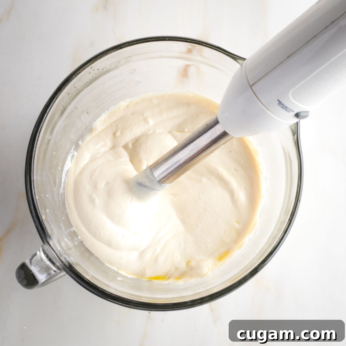 Vegan mayo, thick and creamy using an immersion blender.