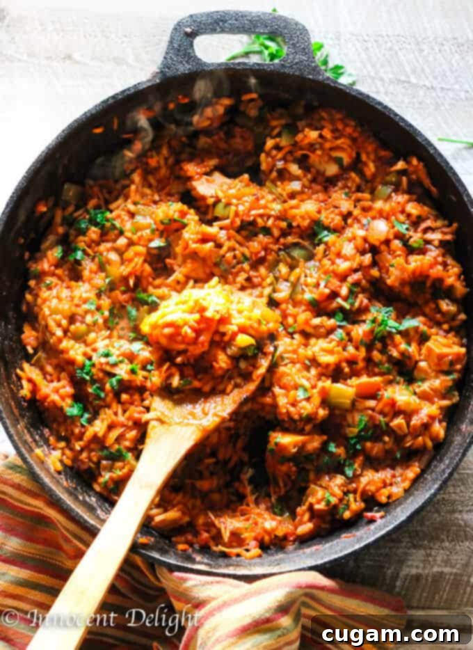 Hearty Leftover Turkey Spanish Rice, a flavorful rice dish.