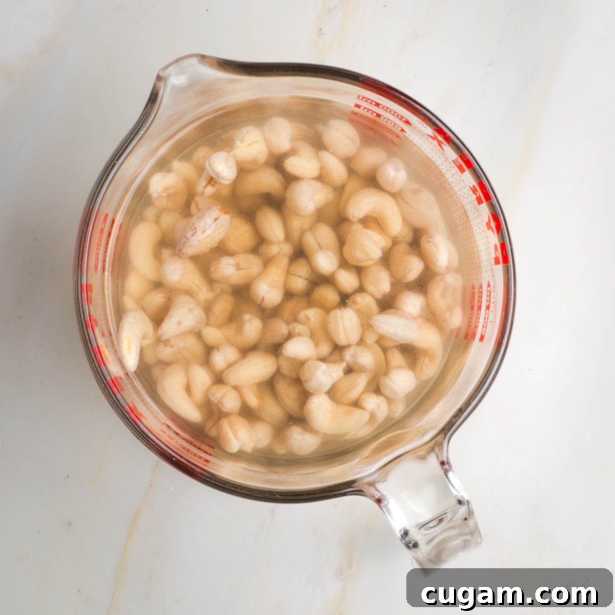 Cashews covered in water.