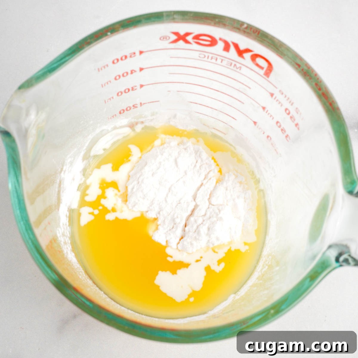 Arrowroot powder in pineapple juice.