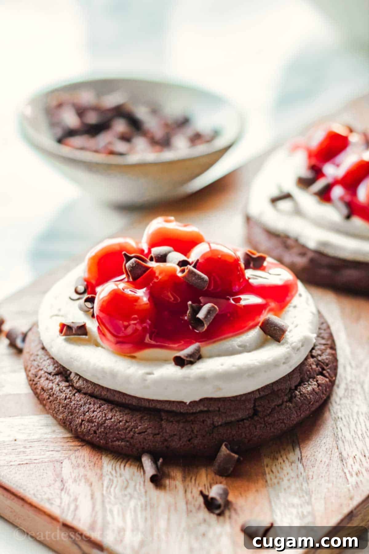 Baked Cherry Chocolate Cheesecake Cookies Cookies on board.