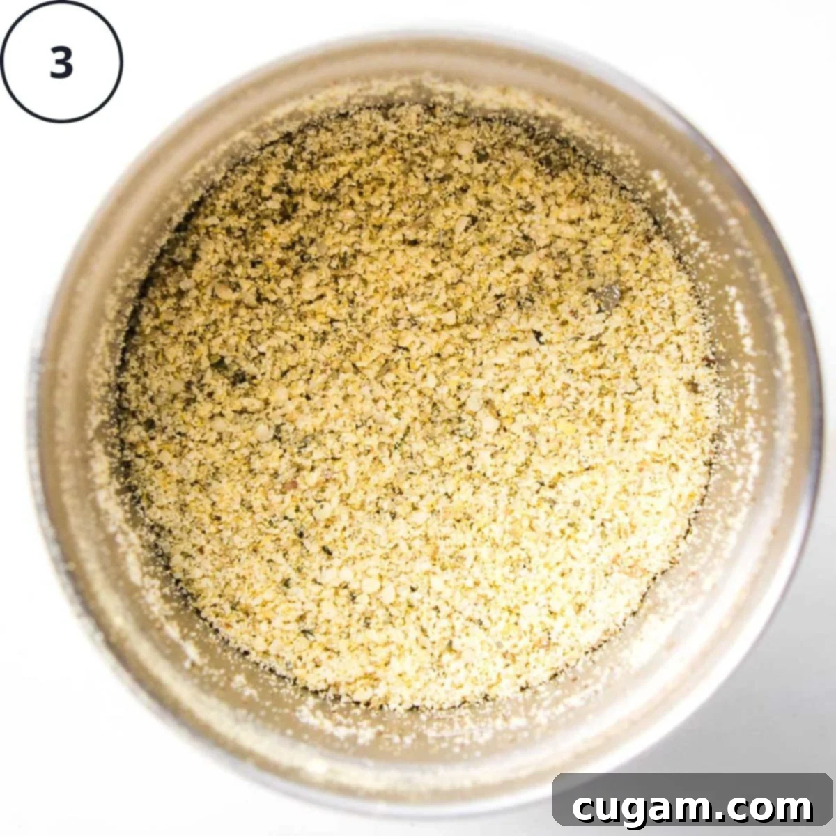 Quick Zucchini Pizza Bites 7 Vegan parmesan in a spice grinder, made with hemp seeds, nutritional yeast and spices ground together.