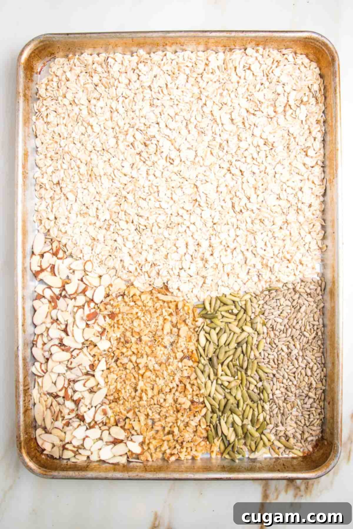 Empty baking tray ready for ingredients