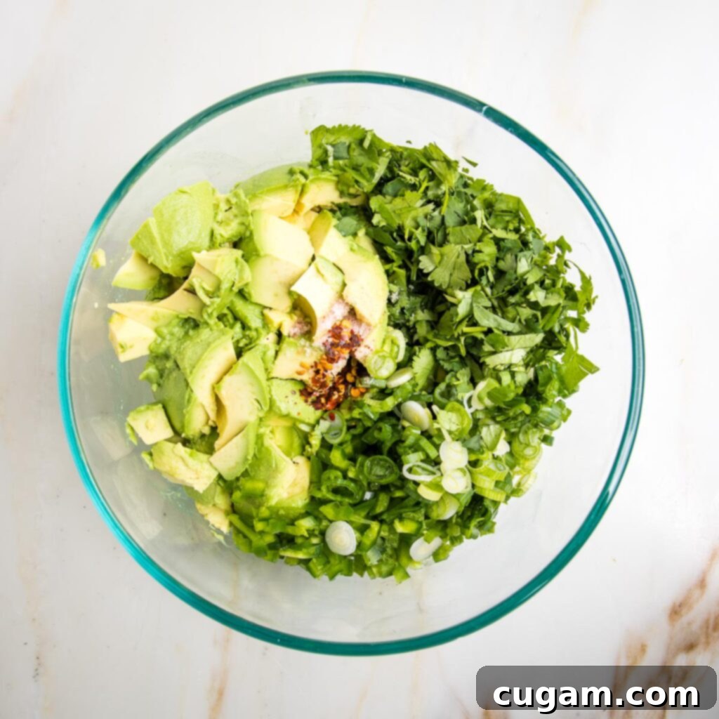 Finely chopped cilantro, a key ingredient for fresh guacamole.