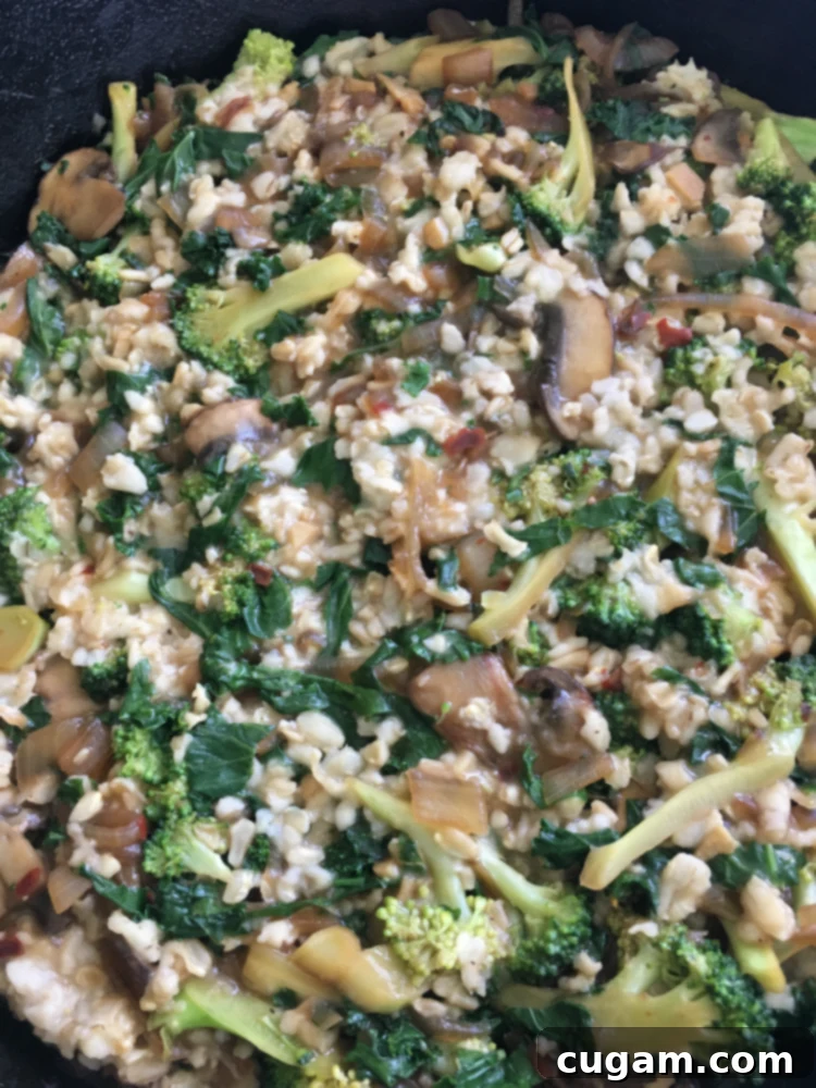 Veggies in Savory Oatmeal Skillet