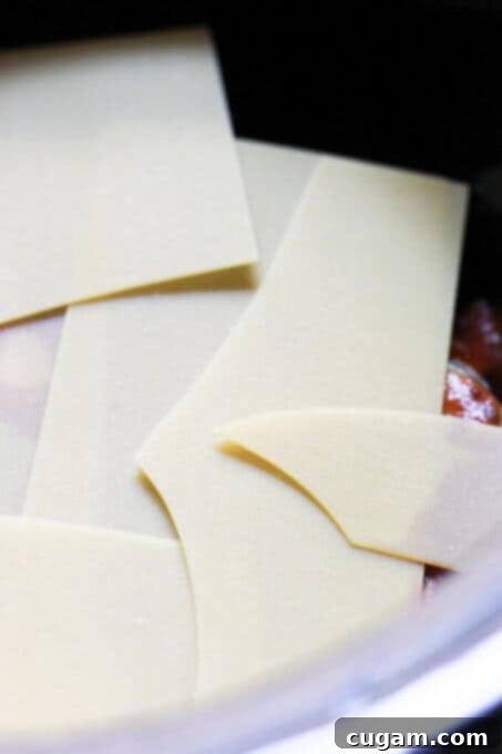 Second layer of noodles in Slow Cooker Eggplant Lasagna