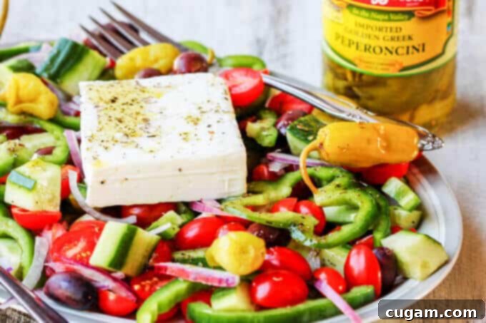 Refreshing Horiatiki Salad with Golden Greek Peperoncini