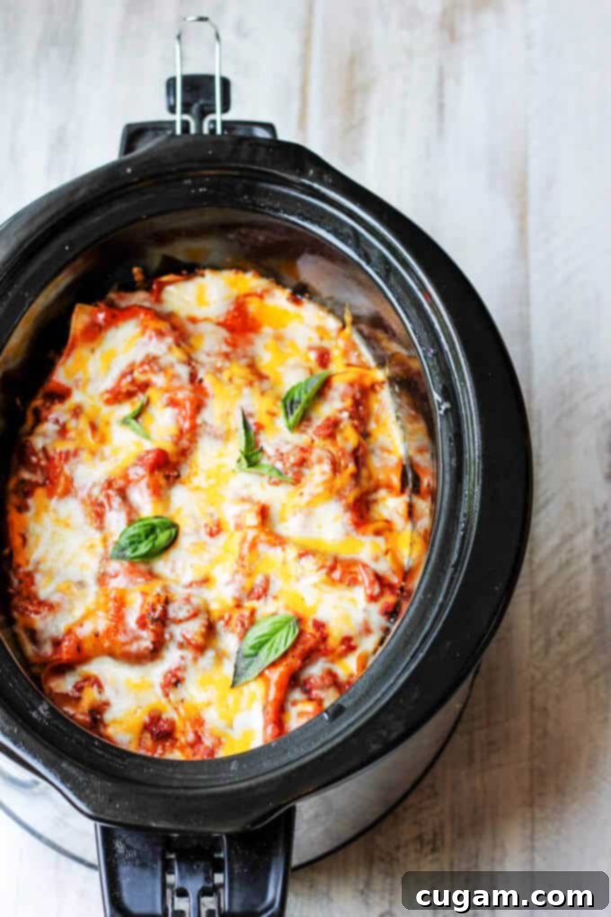 Layering process for Slow Cooker Eggplant Lasagna