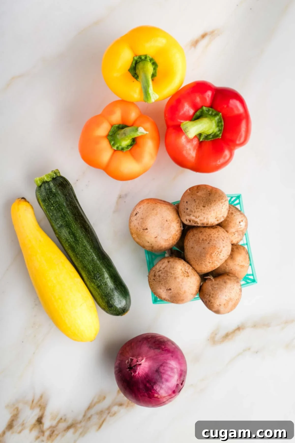 Mediterranean Harvest Skewers 3 Whole bell peppers, zucchini, squash, mushrooms and red onion.