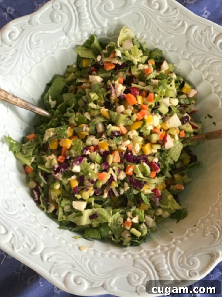 The Ultimate Chopped Salad with a creamy dressing, colorful and fresh