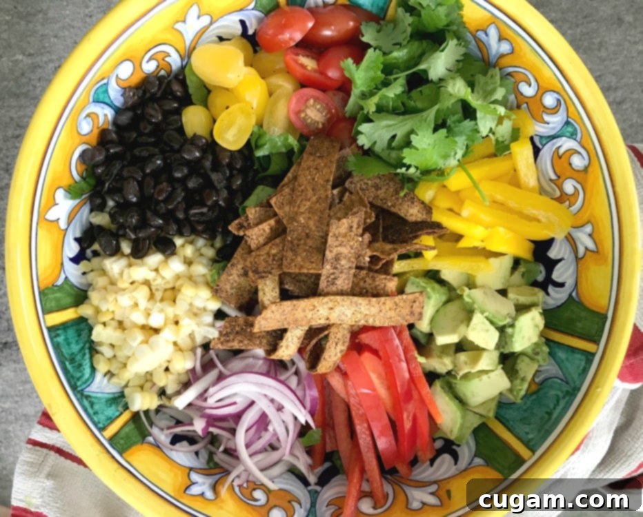 Assortment of wholesome ingredients for a healthy taco salad