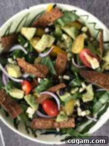 Baked Tortilla Strips on a tasty and healthy taco salad