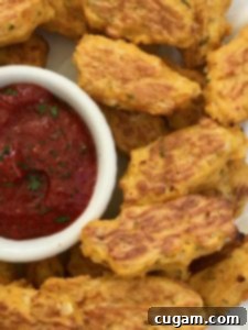 Guilt-Free Cauliflower Bites 8 Sweet potato and cauliflower tater tots with ketchup.