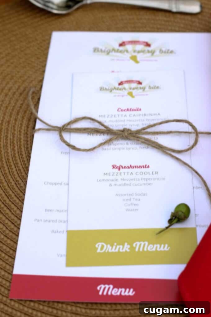 The elegant drink menu, featuring curated beverages to complement the gourmet dishes