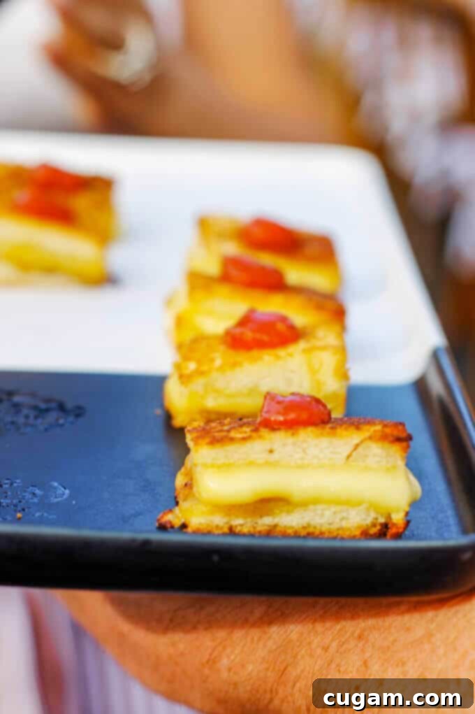 The unforgettable French Onion Grilled Cheese with a unique Mezzetta Peperoncini Tomato Jam, a must-try
