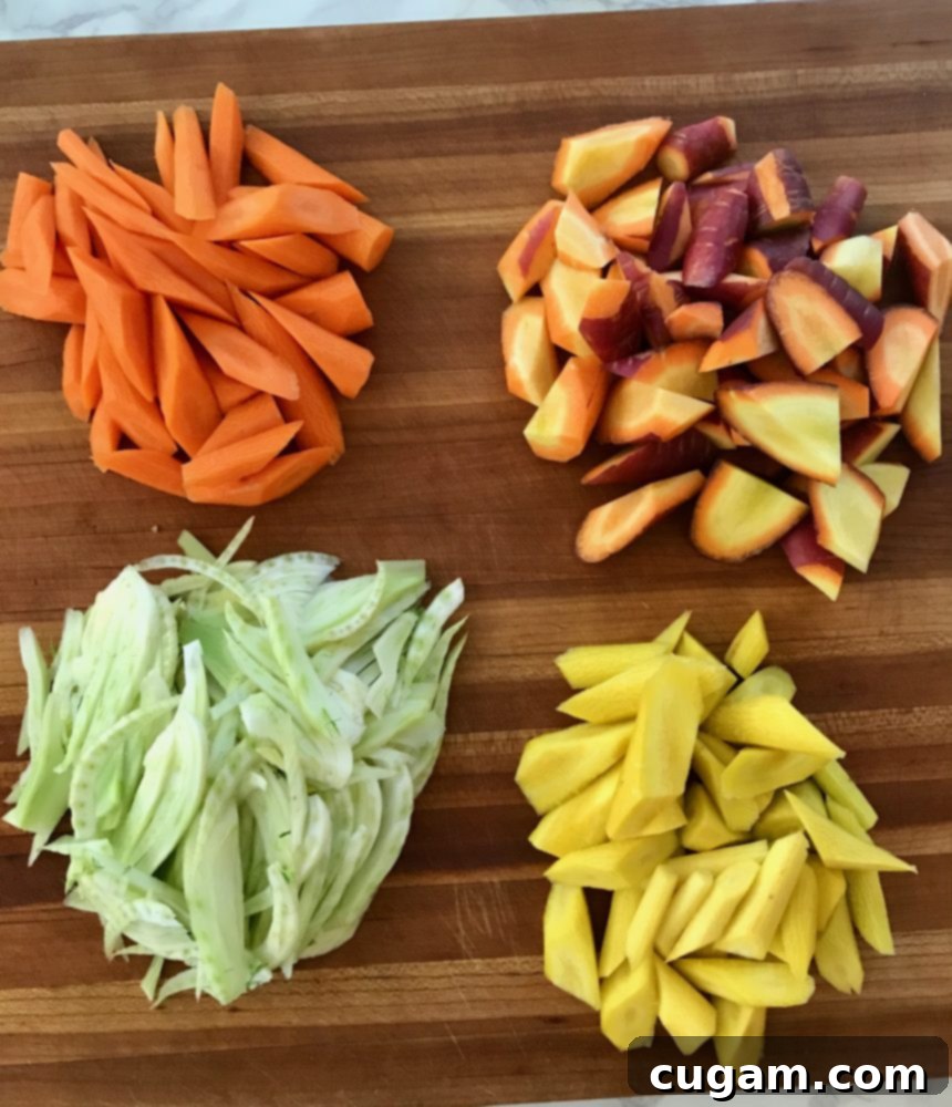 Fresh and wholesome ingredients, including crisp fennel and colorful carrots, forming the base of a healthy Roasted Carrot and Fennel Salad