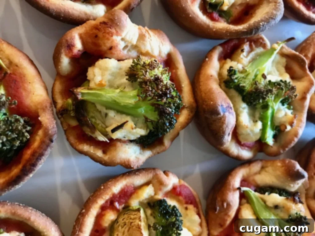 Pizza Muffins with vegan ricotta and roasted veggies. 