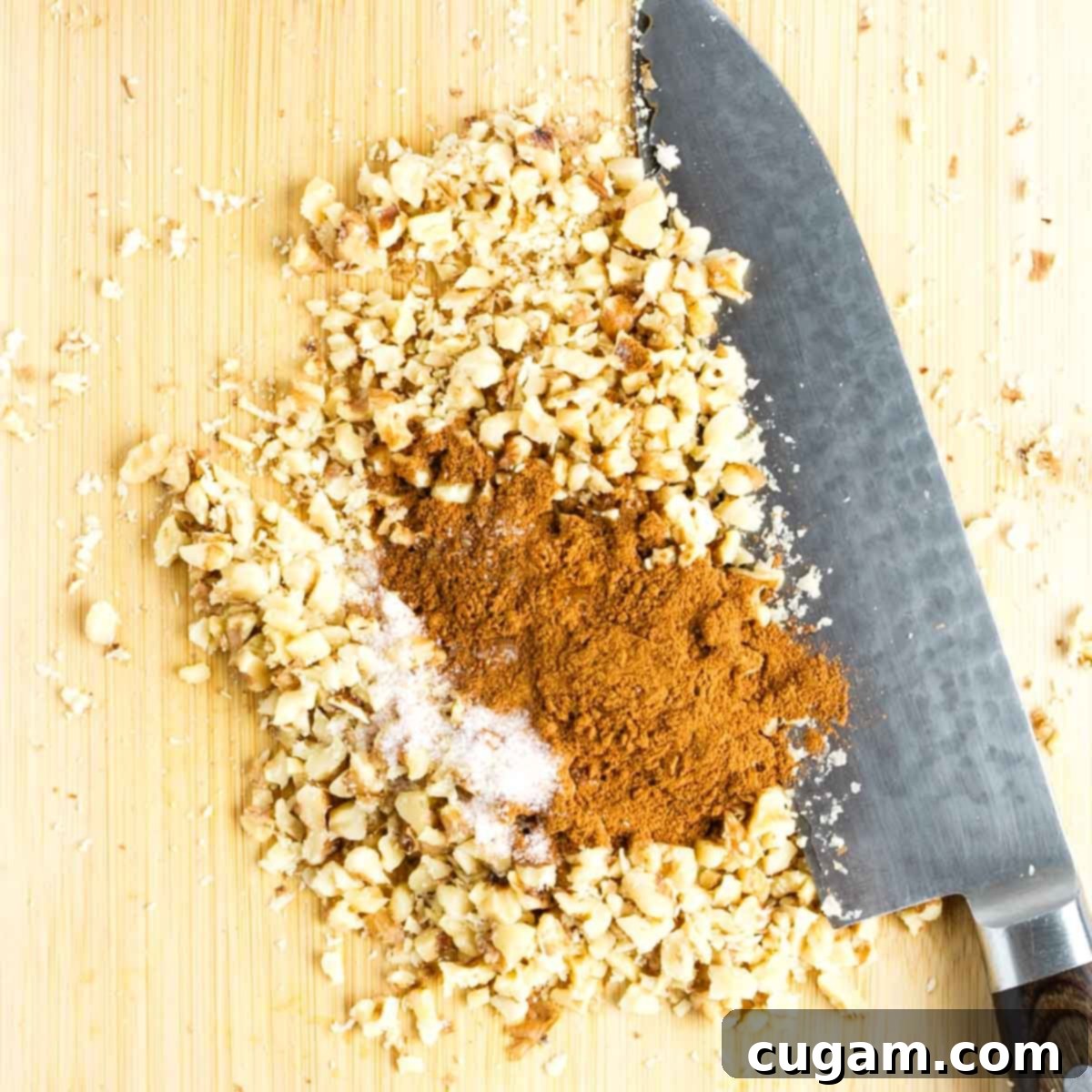 Finely chopped walnuts mixed with salt and cinnamon.