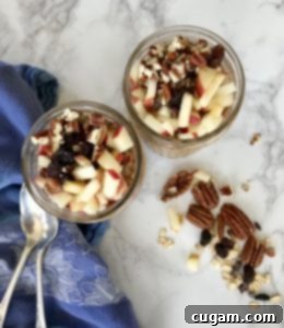 Gingerbread Overnight Oats in a jar, ready to be served