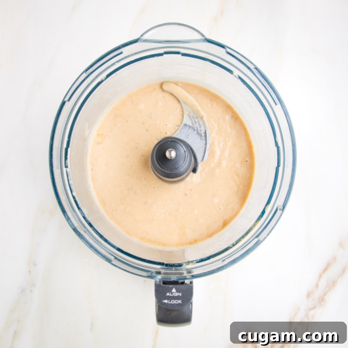 batter for banana bread in a food processor.