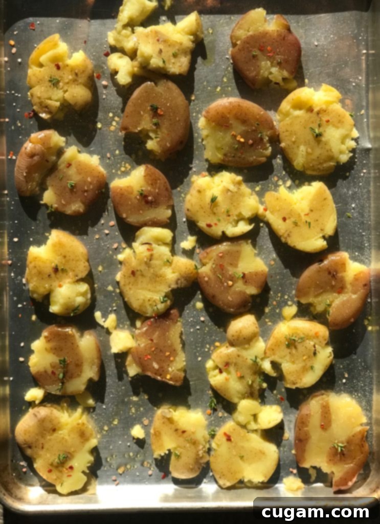 Crispy Smashed Potatoes with Pesto