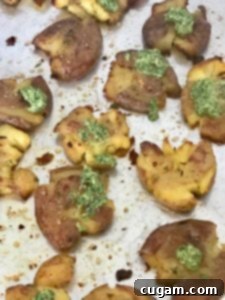 Crispy Smashed Potatoes with Pesto
