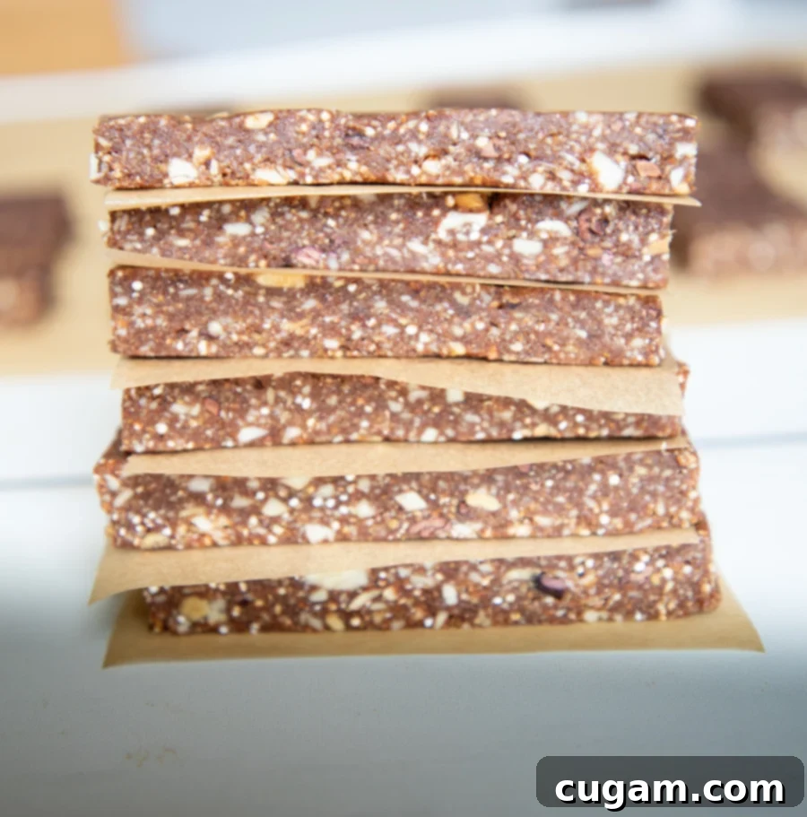 Grain Free No Bake Power Bars 6 a stack of protein bars, ready to go.