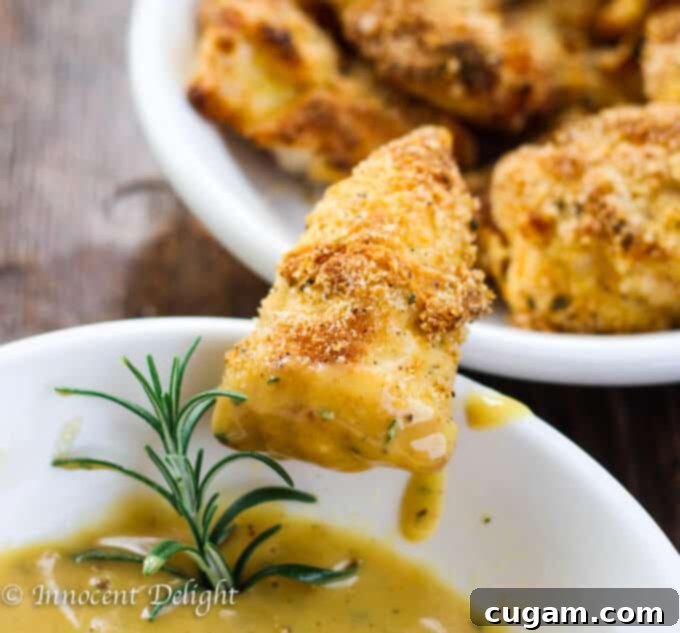 Crispy baked chicken tenders with honey mustard