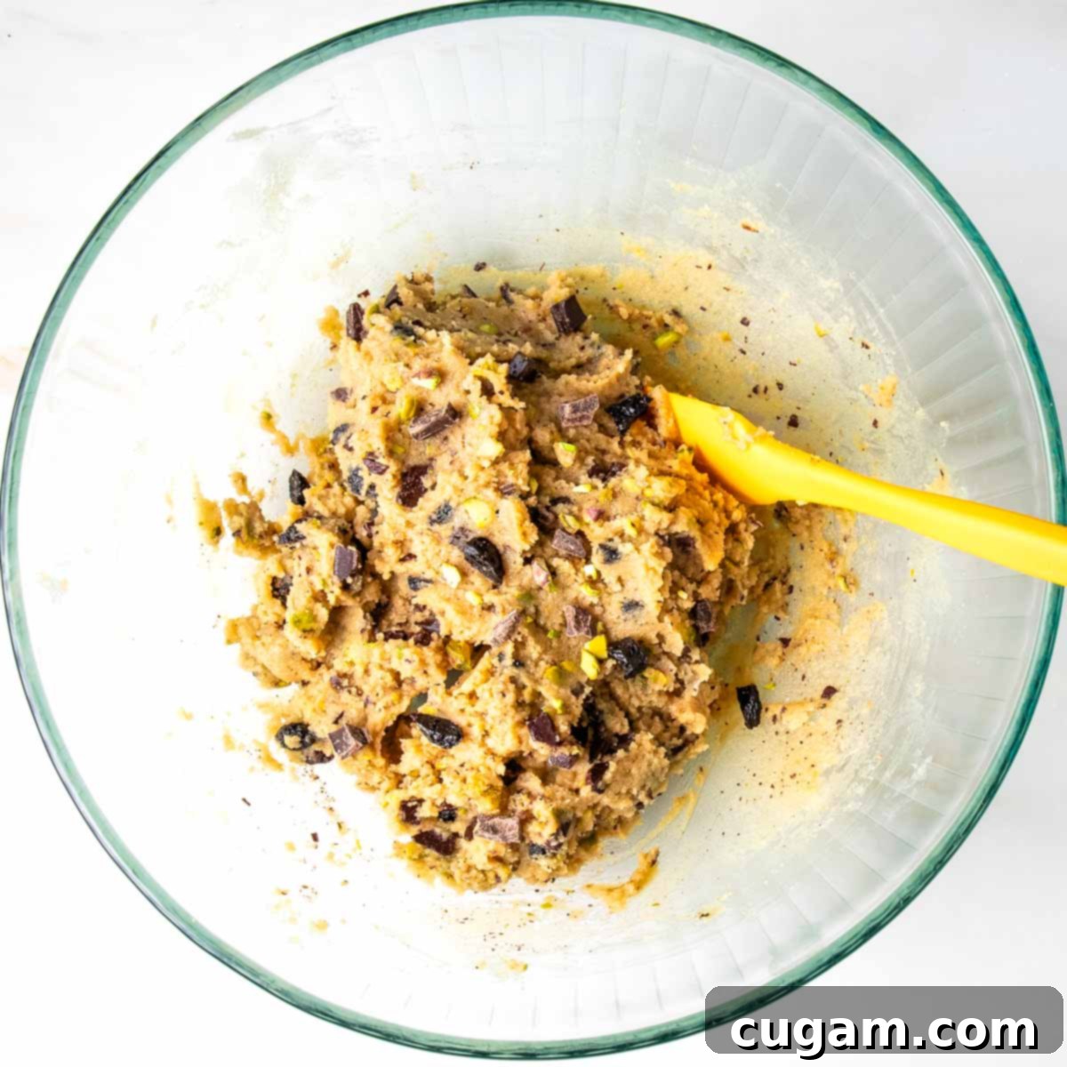 Chewy Vegan Gluten Free Chocolate Chunk Cookies 8 Raw cookie dough with all mix-ins evenly distributed.