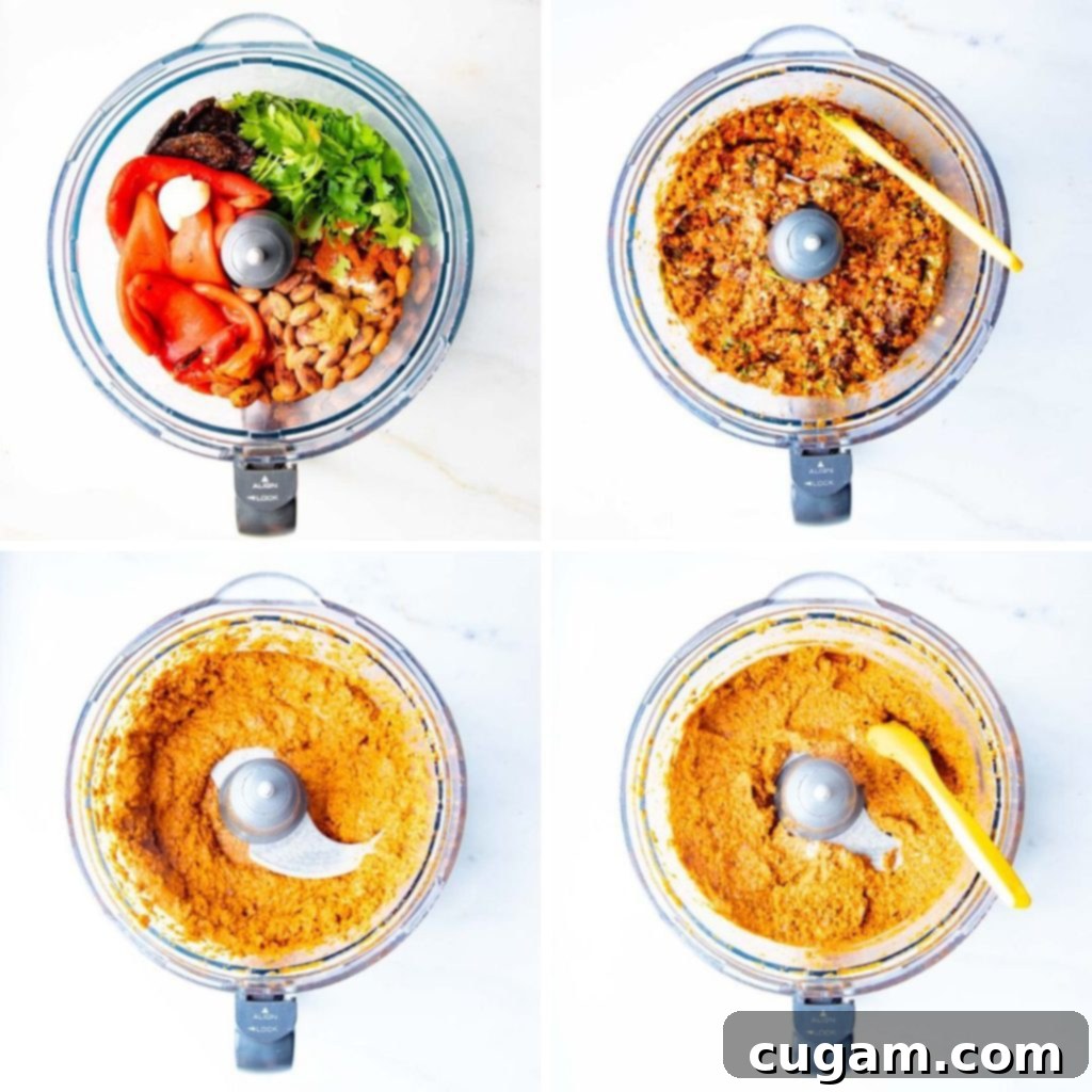 Step by Step making romesco dip in the food processor