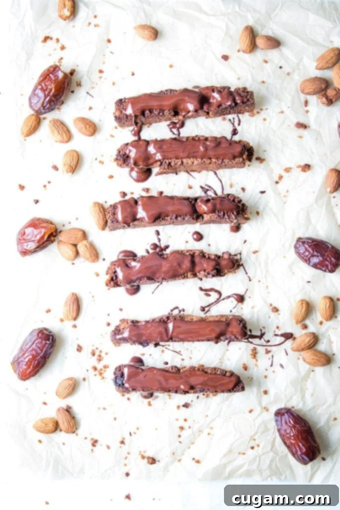 Dates, Almonds and chocolate covered biscott.