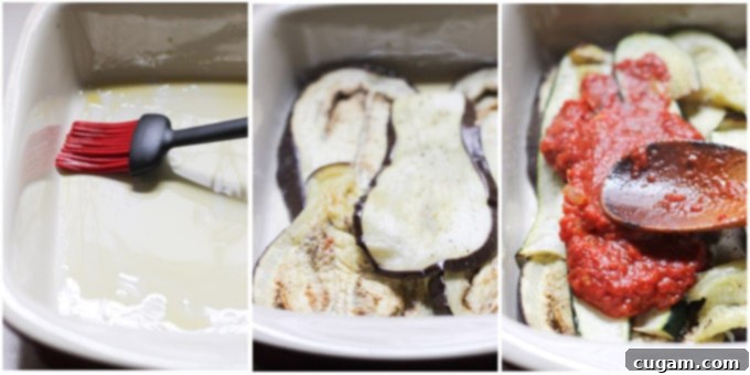 Assembling vegetarian moussaka